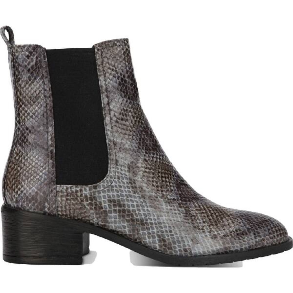 Kenneth Cole Reaction Womens Salt Chelsea Ankle Boots Booties- Grey Snake Skin